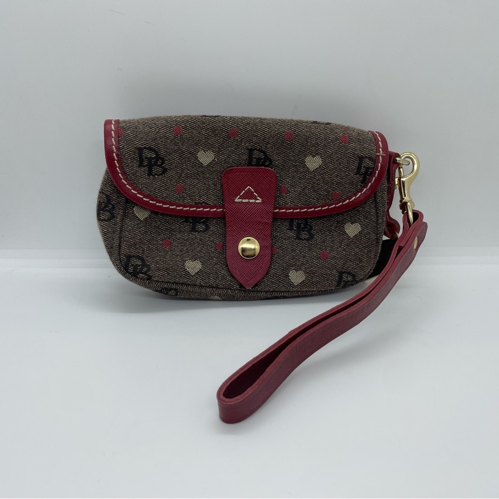 Dooney & Bourke Brown and Red Monogram Clutch